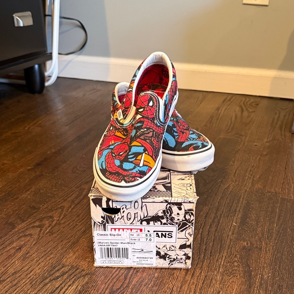 Vans Kids Slip-On Spider-Man Sneakers - Red and Blue